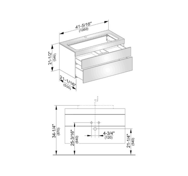 Keuco тумба подвесная под раковину с отверстием под смеситель, с двумя выдвижными фронтами, edition 400, белый арт. 31582 210100