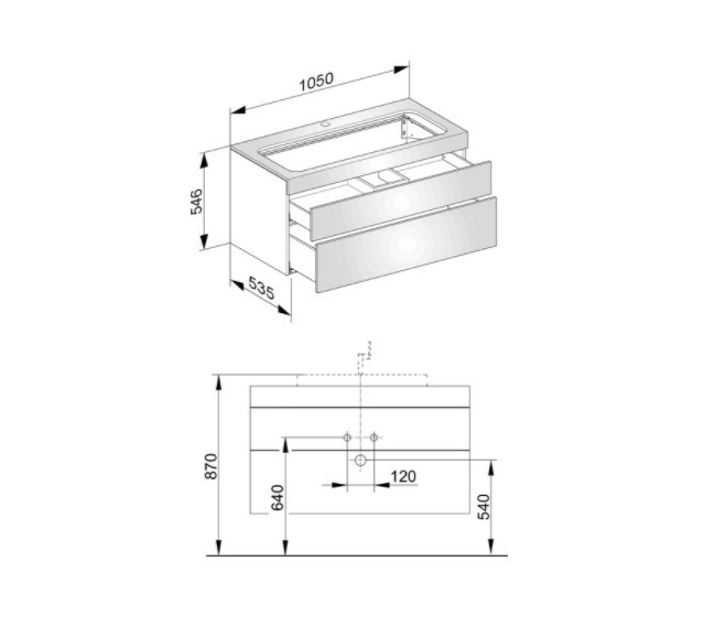 Keuco тумба подвесная под раковину с отверстием под смеситель, с двумя выдвижными фронтами, edition 400, белый арт. 31582 210100