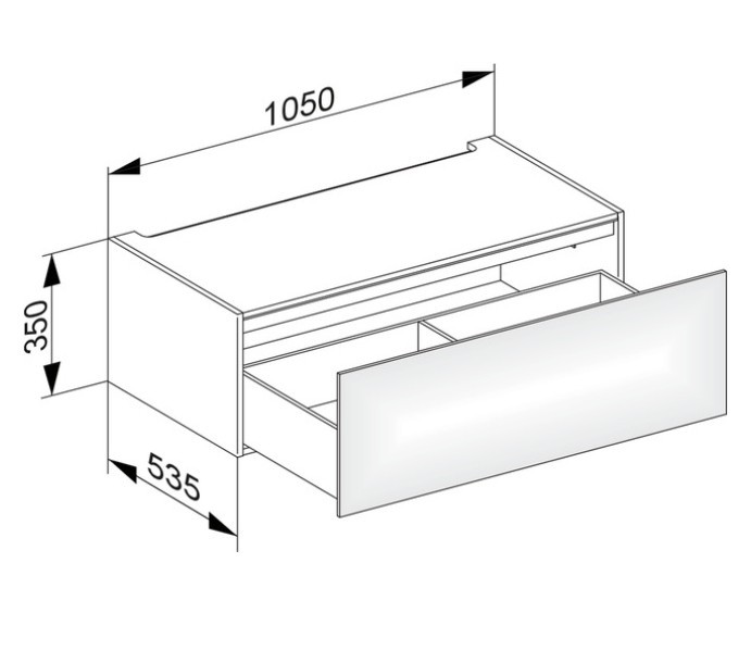 Keuco модуль нижнего шкафа для встройки снизу, с одним выдвижным ящиком, edition 11, трюфель арт. 31312 370000