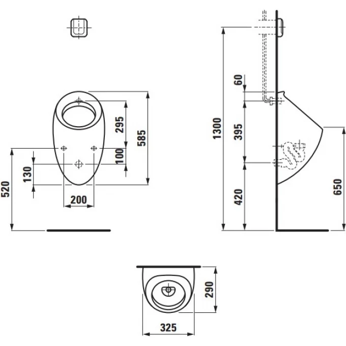 LAUFEN писсуар без крышки, IL BAGNO ALESSI ONE - 8.4097.5.400.000.1