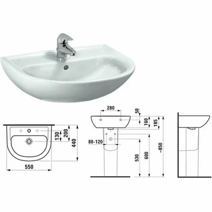 LAUFEN раковина подвесная 55x44, PRO B - 8.1095.1.000.104.1