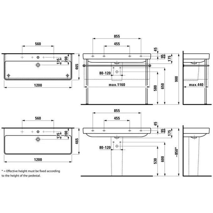 LAUFEN раковина-столешница 120х46, PRO S - 8.1496.5.000.104.1