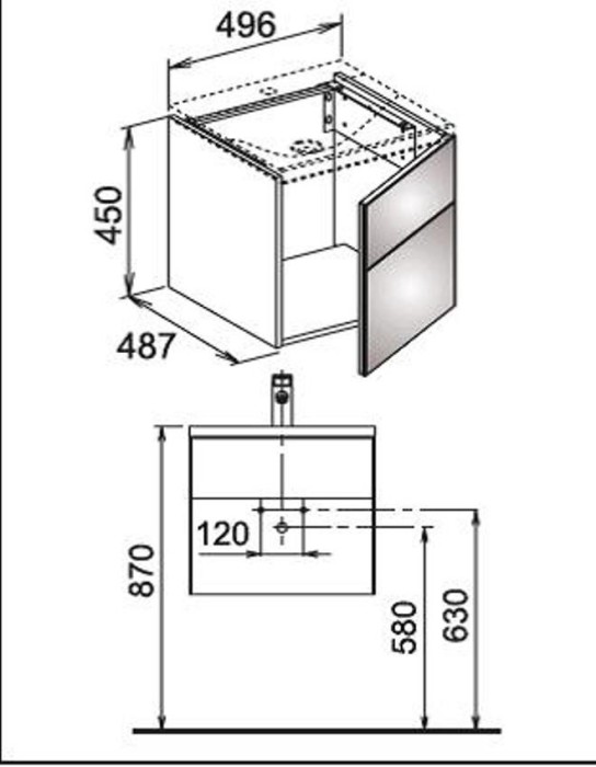 Keuco тумба под раковину 496x450x487 мм 1 дверца, royal reflex, арт. 34040 210001