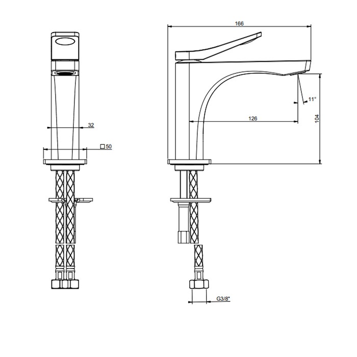 Gessi Смеситель для раковины на 1 отв. без донного клапана h=153мм, излив 126мм, Rilievo, 59002#299 цвет: nero xl