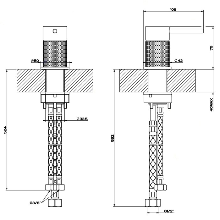 Gessi Рычаг удаленного управления, Meccanica, 54205#239 цвет: шлифованная сталь