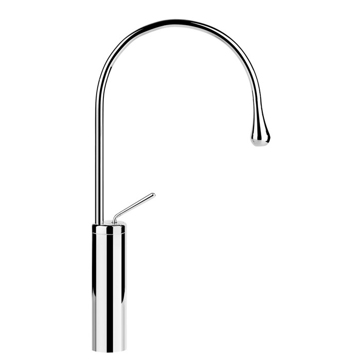 Gessi Смеситель для раковины на 1 отверстие, высокий, излив 244мм R=125, Goccia, 33609#031 цвет: хром