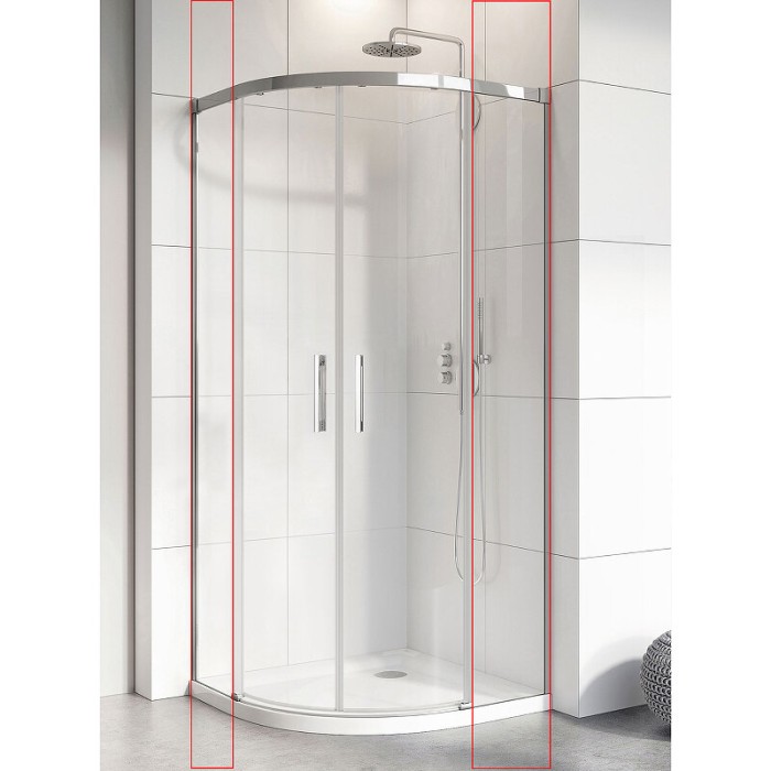 Radaway душевая стенка pdd 90lх90r боковая профиль хром стекло прозрачное, Idea - 387140-01-01