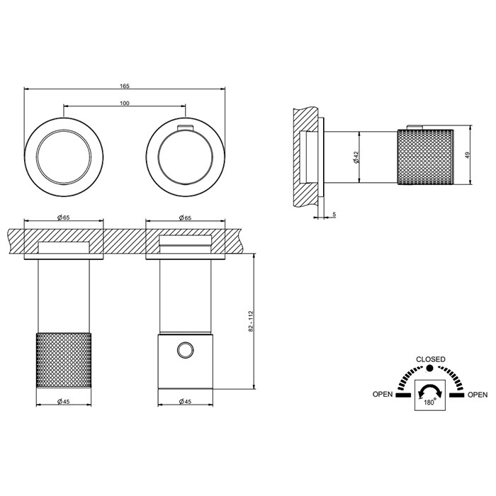 Gessi Смеситель для душа, встраиваемый, термостатический, с переключателем на 2 положения, Habito Cesello, 70434#706 цвет: black metal pvd