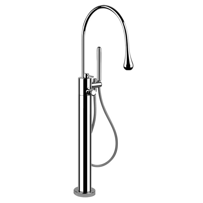 Gessi Напольный термостатический смеситель для ванны с ручным душем, Goccia, 24978#279 цвет: белый