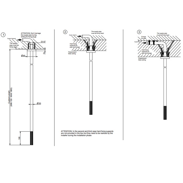 Gessi Излив потолочный для удаленного управления, длина под заказ(365-1900мм), 316, 54496#707 цвет: brushed black metal pvd