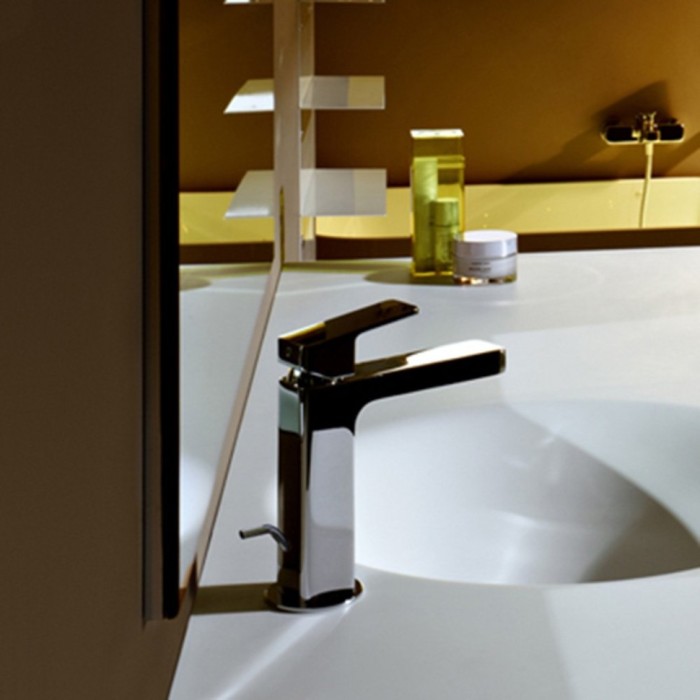 Zucchetti однорычажный смеситель для раковины на 1 отверстие с удлиненным изливом и донным клапаном, jingle, хром арт. zin692