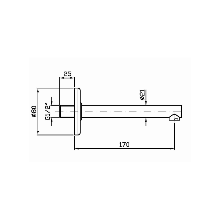 Zucchetti излив 170мм, zxs, хром арт. z92173