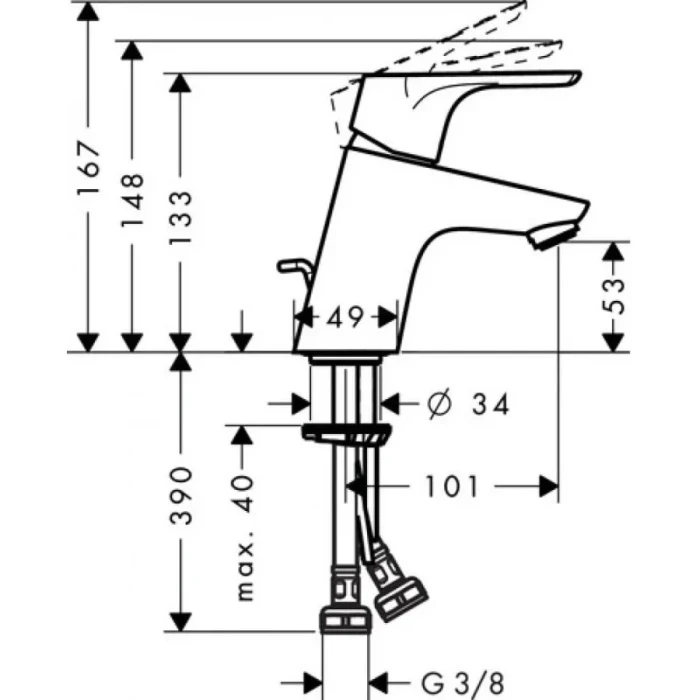 Hansgrohe смеситель для раковины с донным клапаном coolstart, Focus, хром арт. 31738000