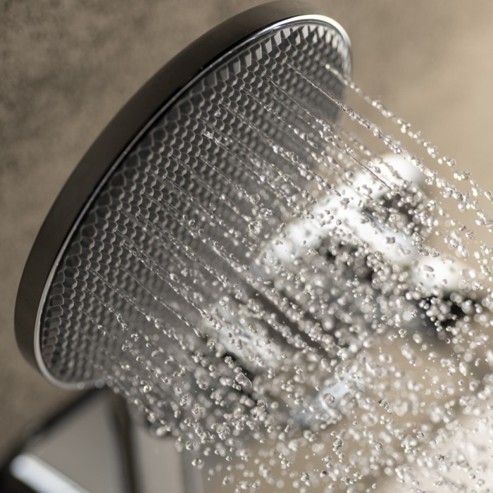 Bossini наружная часть смесителя для ванны c изливом, верхним душем и шлангом, apice, серый арт. z00557.045