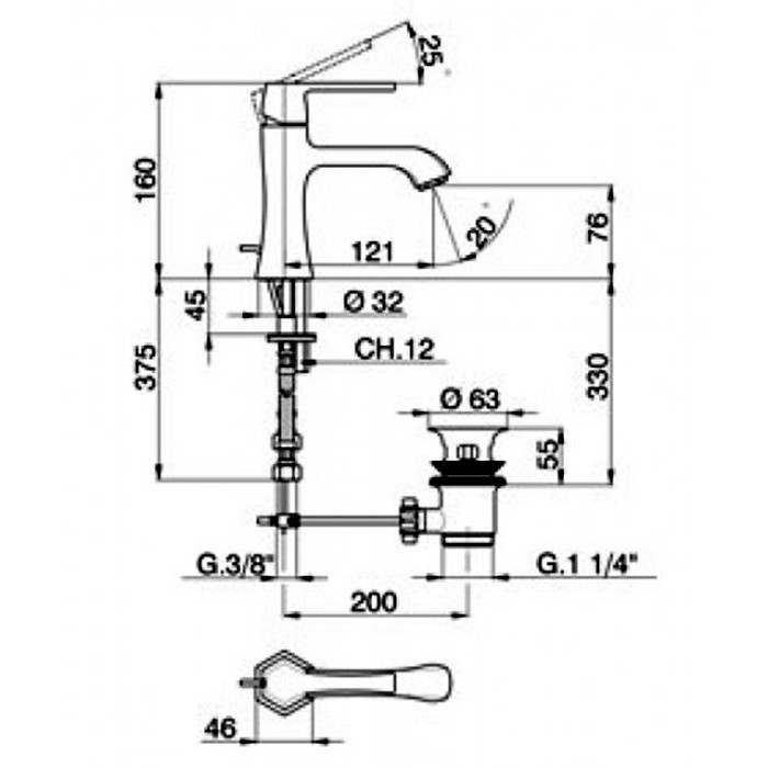 Cisal смеситель для раковины ce00051024 cherie цвет: золото