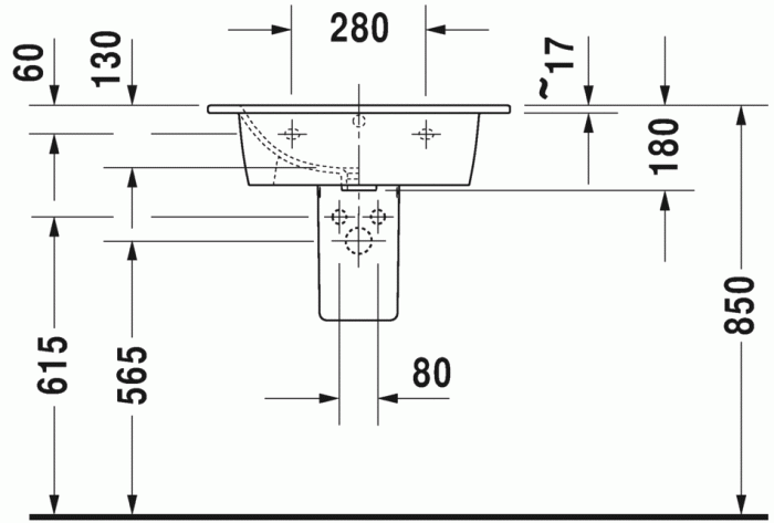Duravit раковина с без отверстия под смеситель, с переливом, me by starck, 2336630060 цвет: белый