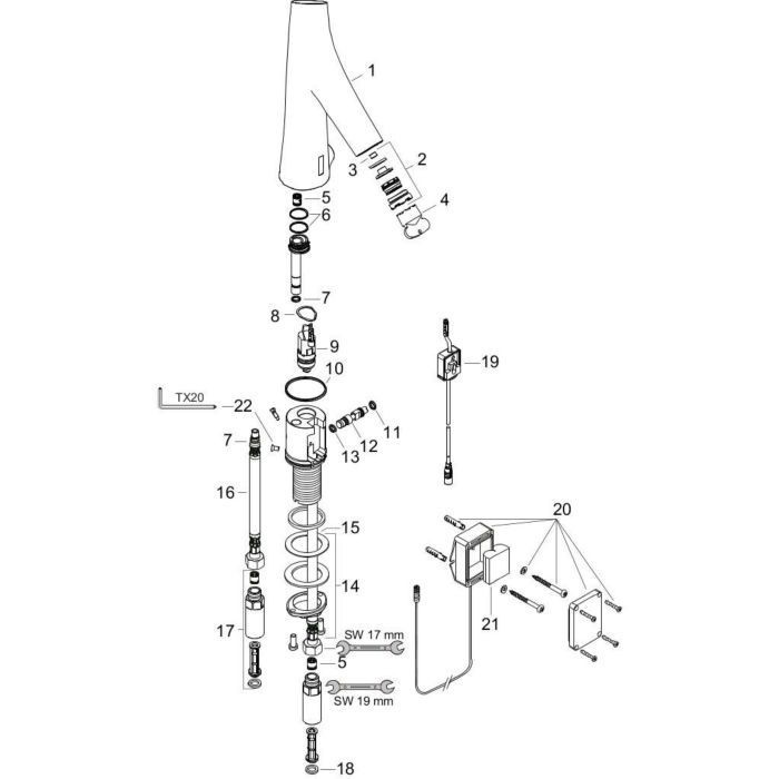 AXOR электронный смеситель для раковины без регулировки температуры, питание от батареек, Starck Organic, бронза арт. 12172140