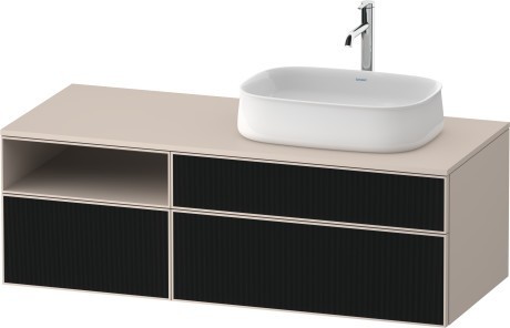 Duravit тумба подвесная с вырезом под раковину справа 550 мм х 1300 мм х 442 мм, zencha, ze4829063830000 цвет: чёрное стекло/серо-коричневый суперматовый