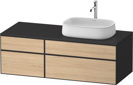 Duravit тумба подвесная с вырезом под раковину справа 550 мм х 1300 мм х 442 мм, zencha, ze4827030800000 цвет: натуральный дуб/графит суперматовый