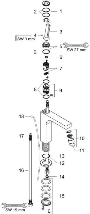 AXOR смеситель для раковины, однорычажный 90, с донным клапаном, Citterio, шлифованная медь арт. 39035950