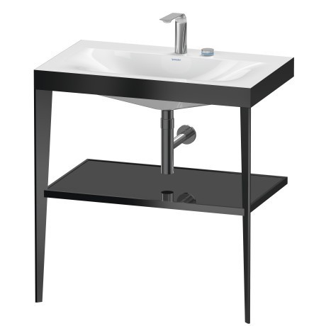 Duravit напольная консоль xviu/c-bonded 800 мм х 850 мм, с умывальником viu, xviu, xv4715eb240 цвет: черный матовый/черный глянцевый лак
