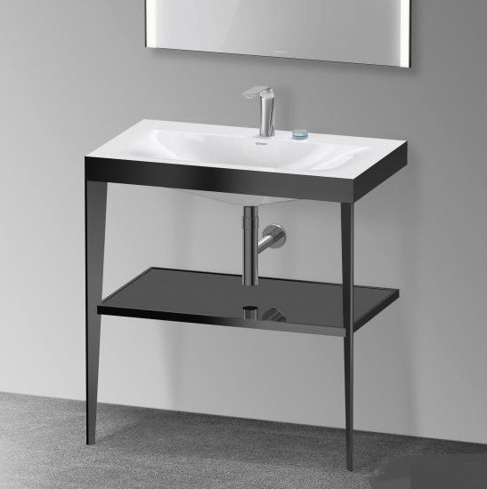 Duravit напольная консоль xviu/c-bonded 800 мм х 850 мм, с умывальником viu, xviu, xv4715eb240 цвет: черный матовый/черный глянцевый лак