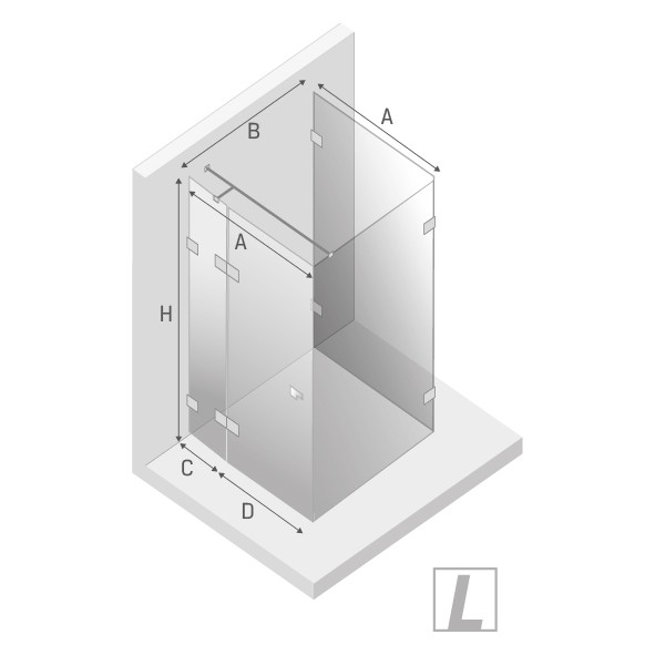 Душевое ограждение eventa l 90x90x200, New trendy Eventa chrome, хром арт. EXK-4603