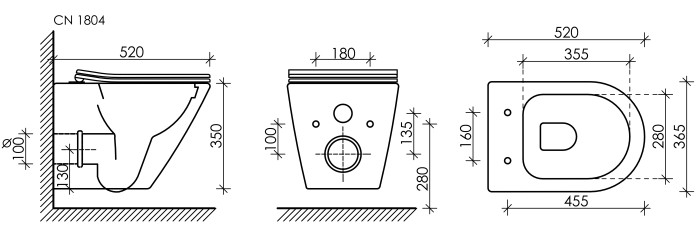 Ceramicanova подвесной унитаз с сиденьем highlight, cn1804 цвет: белый