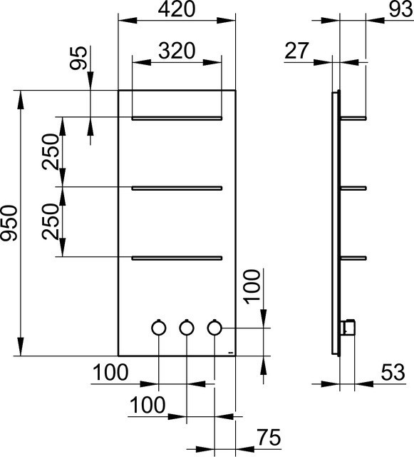 Keuco панель для душа на 3 потребителя с термостатом, рукоятки справа, metime_spa, gres pietra grey opaco арт. 56166 012702