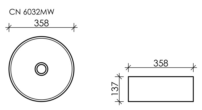 Ceramicanova раковина накладная element, cn6032mw цвет: белый