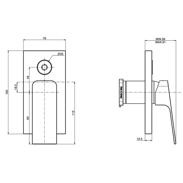 Fima Carlo Frattini смеситель для душа, встраиваемый, на 2 выхода, fit, хром арт. f3389e2cr