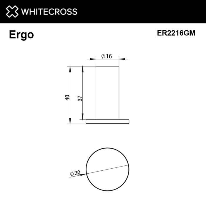 Крючок, для полотенец, Whitecross Ergo gunmetal, оружейная сталь арт. ER2216GM