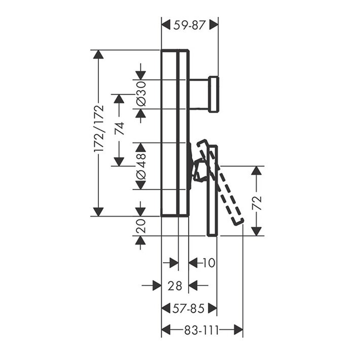 AXOR смеситель для ванны, Edge, хром арт. 46451000