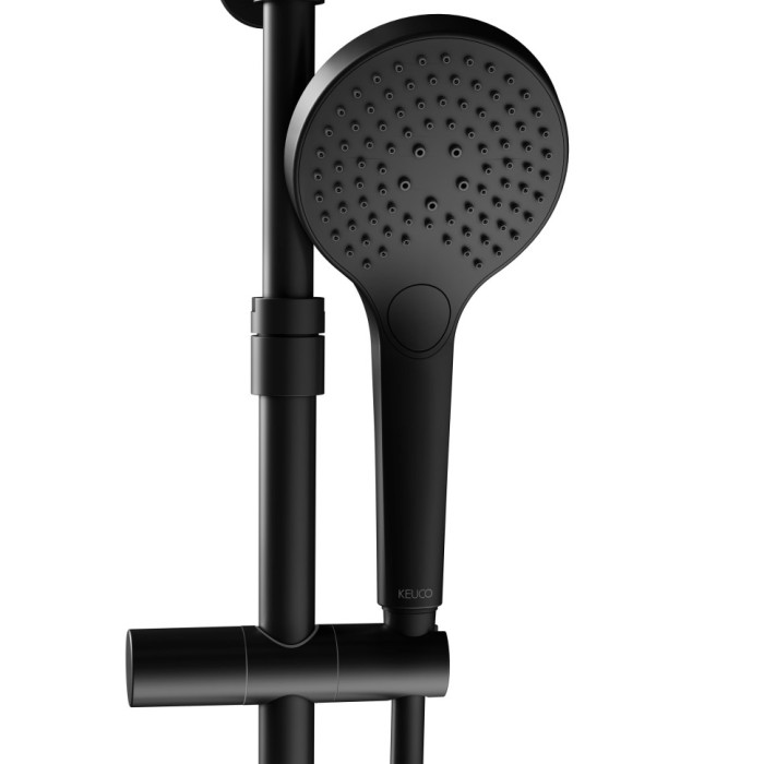 Keuco душевая система с термостатом blue с верхним и ручным душем и шлангом, plan blue, черный матовый арт. 53926 372321