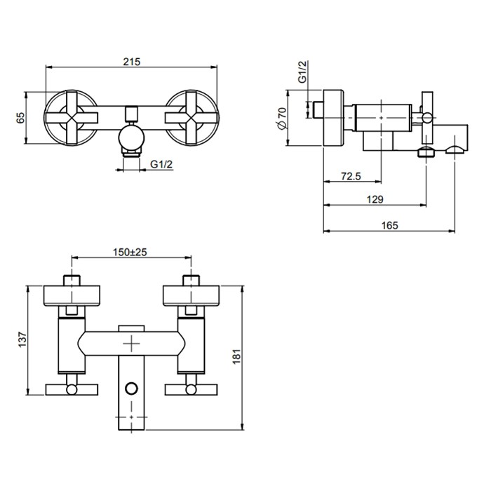 Fima Carlo Frattini смеситель для ванны, настенный, maxima, черный арт. f5304/1ns