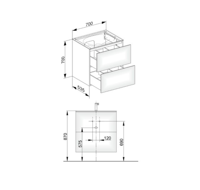 Keuco тумба подвесная под раковину с двумя выдвижными фронтами, с внутренней светодиодной подсветкой, edition 11, белый арт. 31342 210100