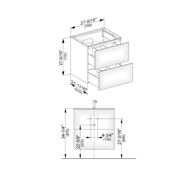 Keuco тумба подвесная под раковину с двумя выдвижными фронтами, с внутренней светодиодной подсветкой, edition 11, белый арт. 31342 210100