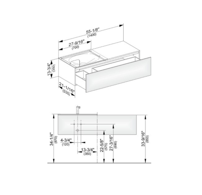 Keuco тумба подвесная под раковину слева с одним выдвижным фронтом, edition 11, кашемир арт. 31165 280000