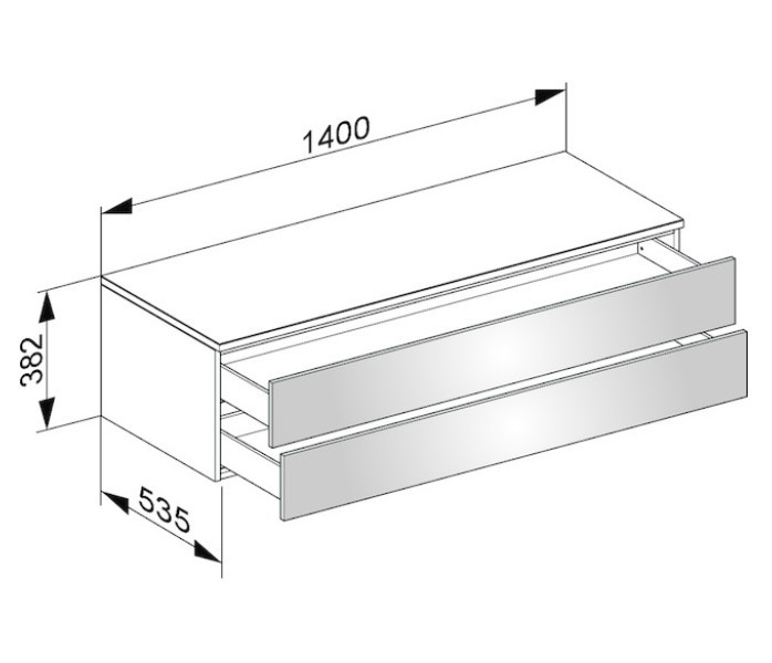 Keuco тумба боковая подвесная с двумя выдвижными фронтальными ящиками, edition 400, белый арт. 31762 380000
