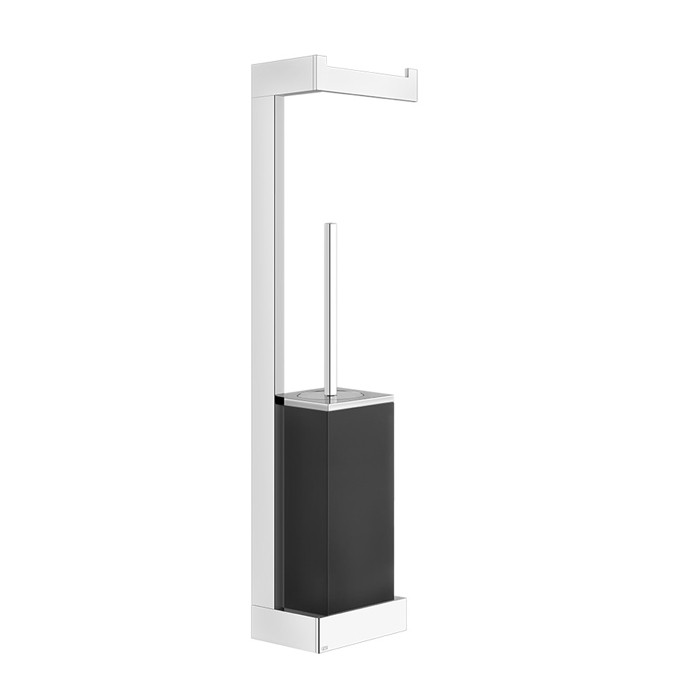 Gessi Стойка 45см.. с держателем для туалетной бумаги и ершиком, подвесная, напольная, Rettangolo, 20868#031 цвет: хром/черный