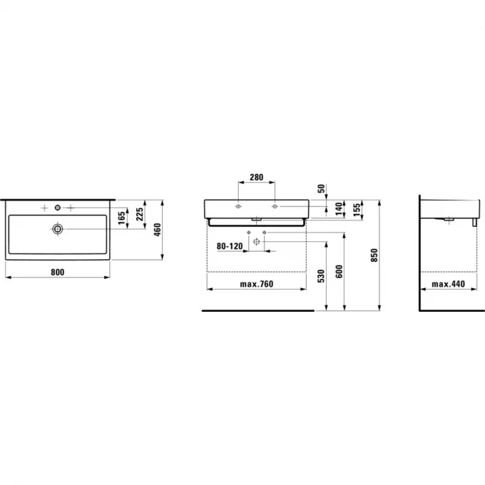 LAUFEN полотенцедержатель 800мм, для раковины 1743.6, LIVING - 8.9542.5.004.000.1
