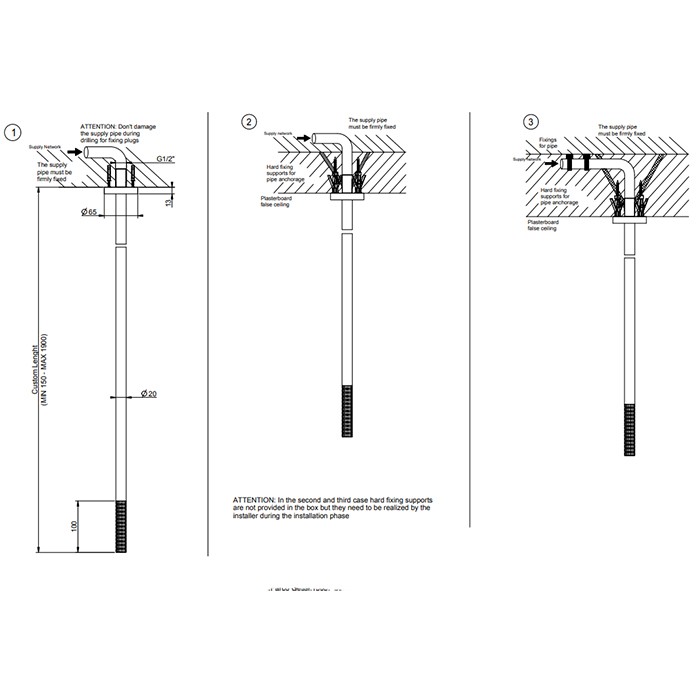 Gessi Излив потолочный для удаленного управления, длина под заказ(365-1900мм), 316, 54296#707 цвет: brushed black metal pvd