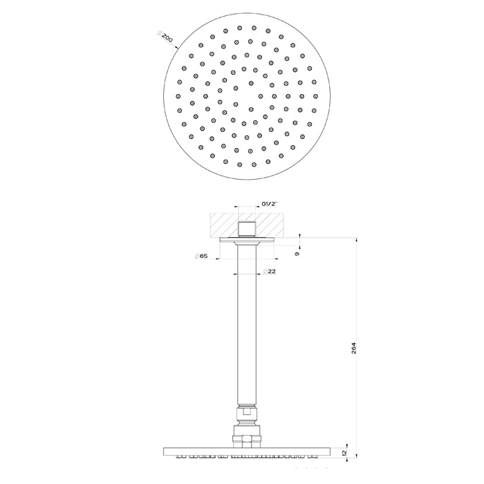 Gessi Потолочная душевая головка шарнирная на 1/2", d200 мм, Inciso, 58152#149 цвет: finox