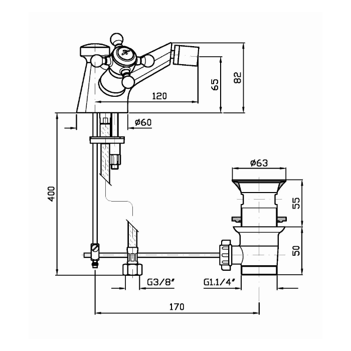 Zucchetti смеситель для биде с аэратором 1?, agora, хром арт. zag605