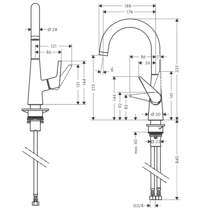 Hansgrohe смеситель для кухни, Talis M51, нержавеющая сталь арт. 72814800
