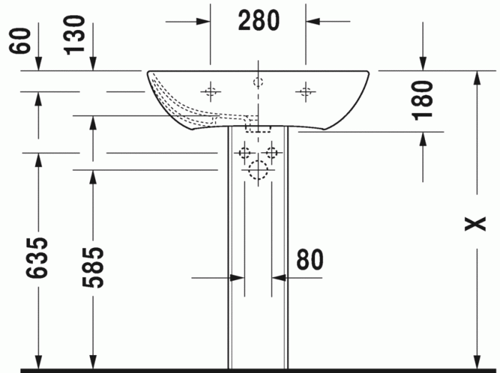 Duravit раковина подвесная 65х49см, me by starck, 2335650000 цвет: белый