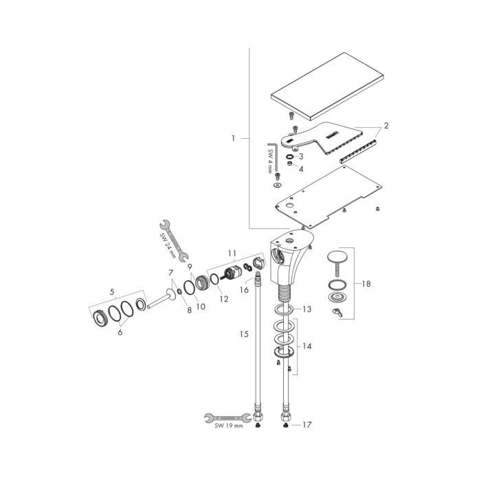 AXOR смеситель для раковины, Massaud, золото арт. 18010250