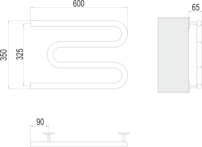 Terminus электрический полотенцесушитель электро 25 м-обр 600х350, электрика эконом арт. 4620768883927