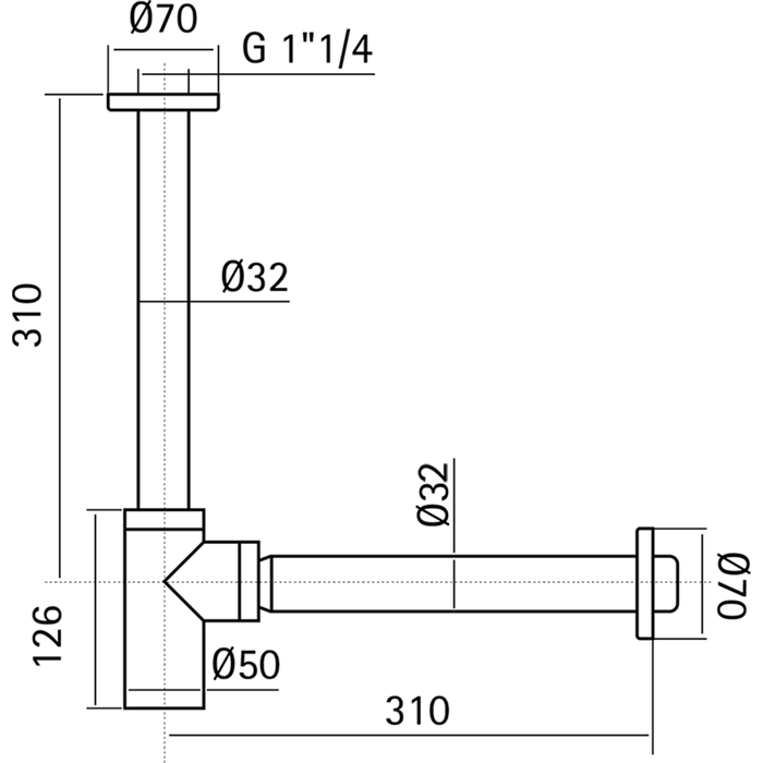 Cisal сифон 1"1/4 для раковины za004130d1 complementi, цвет: нержавеющая сталь