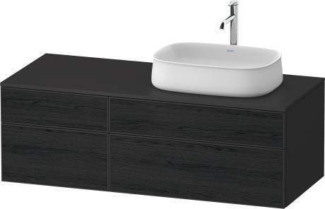 Duravit тумба подвесная с вырезом под раковину справа 550 мм х 1300 мм х 442 мм, zencha, ze4827016800000 цвет: чёрный дуб/графит суперматовый